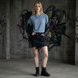 American Eagle Dusty Blue Logo Graphic Tee - Size XS - EUC